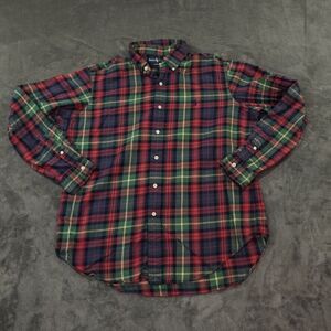 Ralph Lauren Shirt Men Large Red Green Plaid Pony Logo‎ Hit Preppy Classic Fit